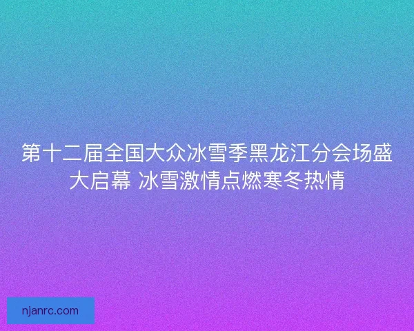 第十二届全国大众冰雪季黑龙江分会场盛大启幕 冰雪激情点燃寒冬热情